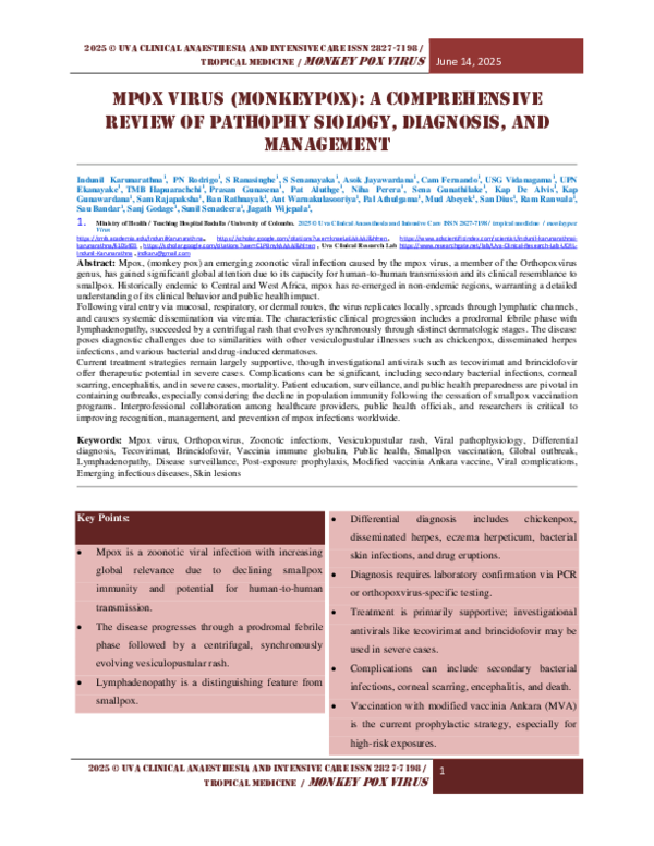 (PDF) Mpox Virus (monkeypox) A Comprehensive Review of Pathophy siology ...