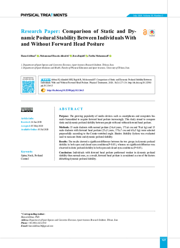 (PDF) Comparison of Static and Dynamic Postural Stability Between ...