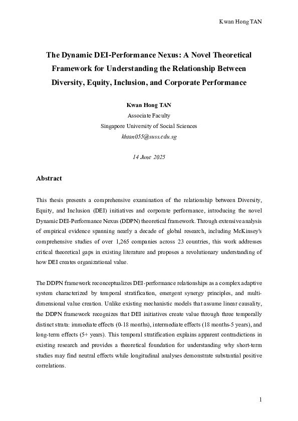 (PDF) The Dynamic DEI-Performance Nexus: A Novel Theoretical Framework ...