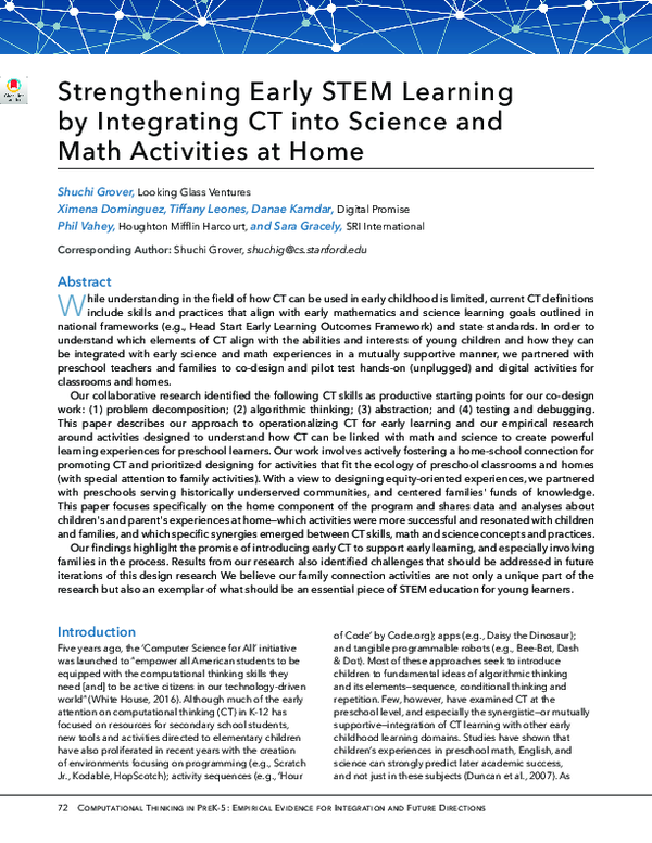 (PDF) Strengthening early STEM learning by integrating CT into science ...