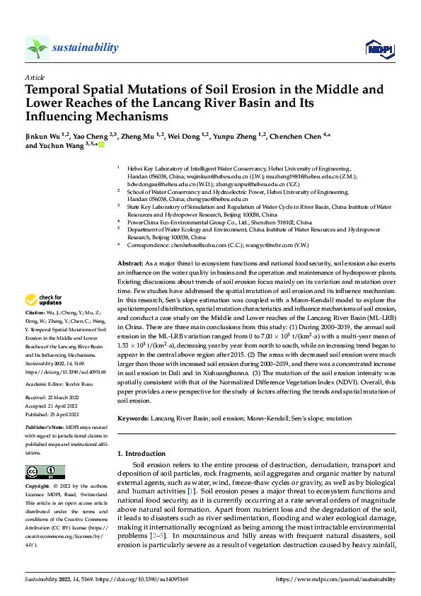 (PDF) Temporal Spatial Mutations of Soil Erosion in the Middle and ...