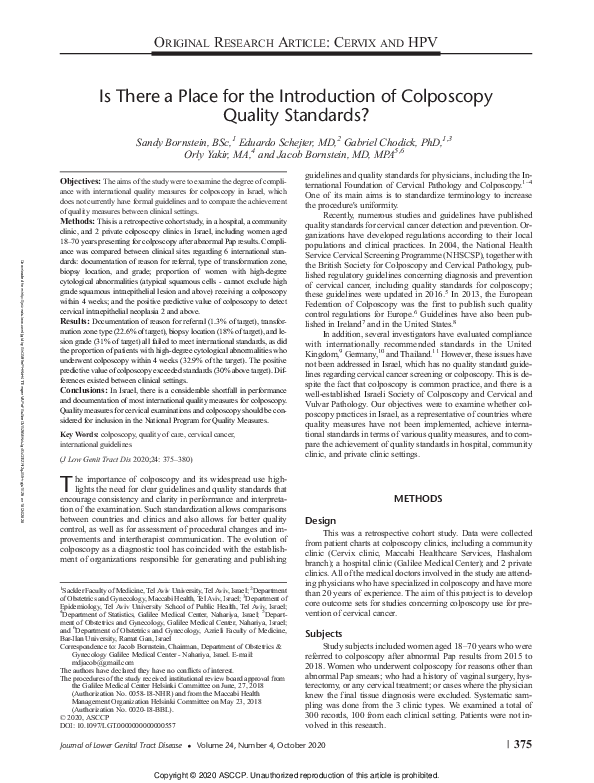 (PDF) Is There a Place for the Introduction of Colposcopy Quality ...