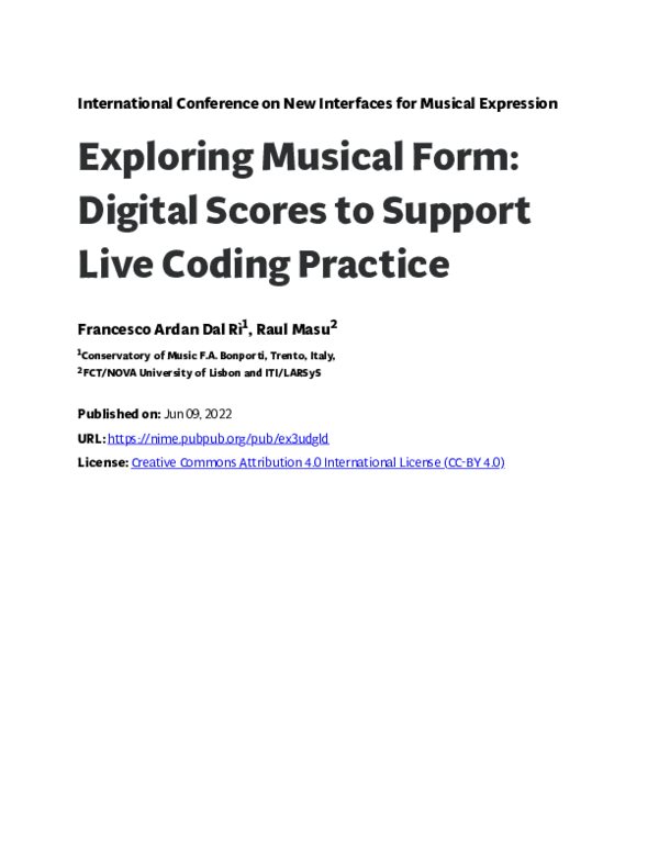 (PDF) Exploring Musical Form: Digital Scores to Support Live Coding ...