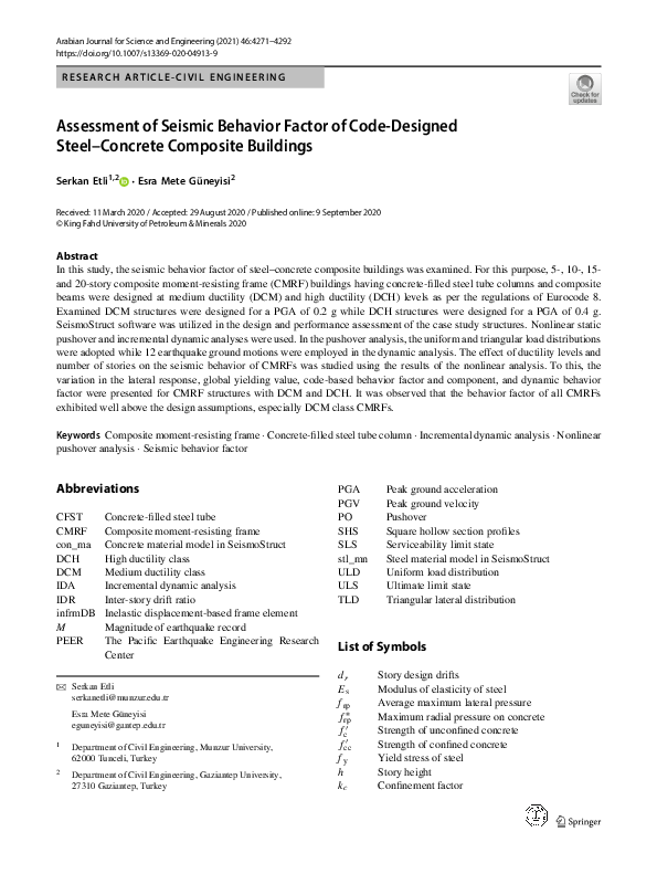 (PDF) Assessment of Seismic Behavior Factor of Code-Designed Steel ...