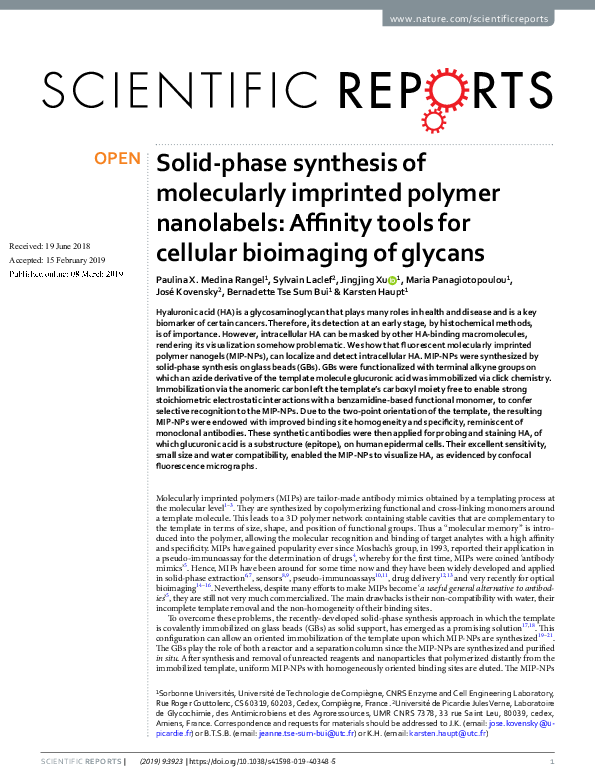 (PDF) Solid-phase synthesis of molecularly imprinted polymer nanolabels ...