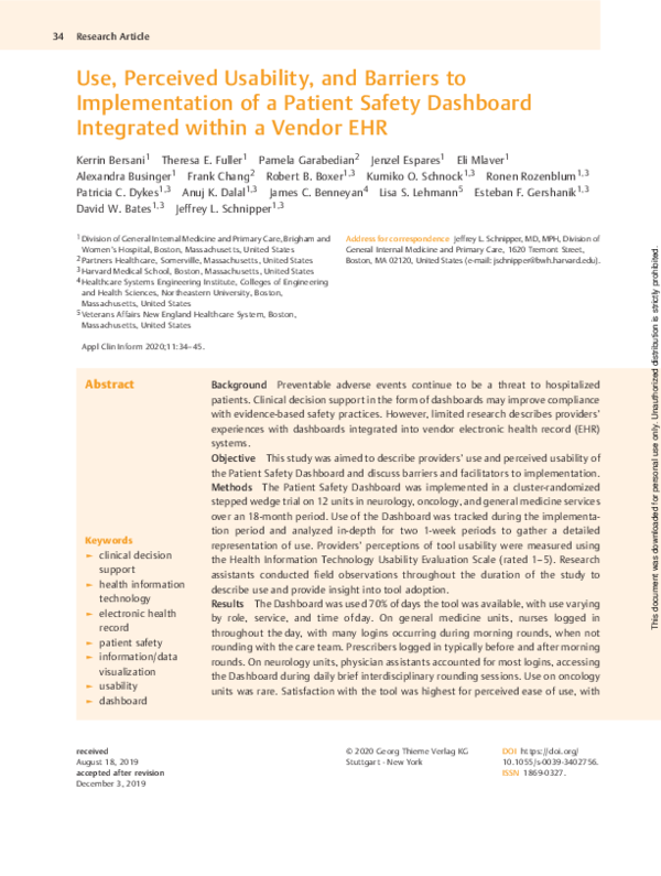 (PDF) Use, Perceived Usability, and Barriers to Implementation of a ...