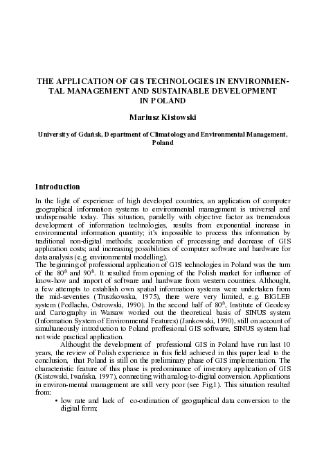 (PDF) The application of GIS technologies in environmental management ...