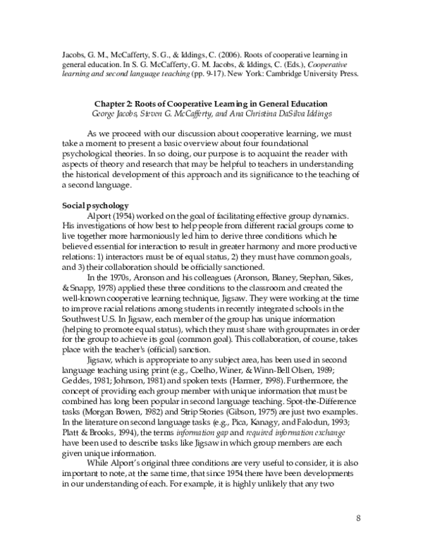 (PDF) Roots of Cooperative Learning in General Education