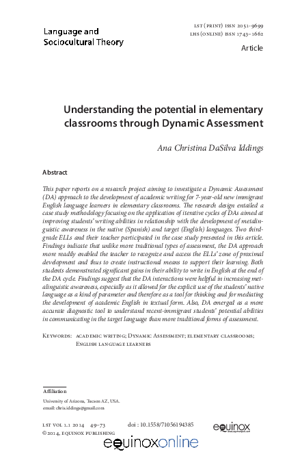 (PDF) Understanding the potential in elementary classrooms through ...