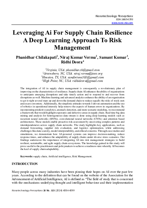 (PDF) Leveraging AI For Supply Chain Resilience A Deep Learning ...