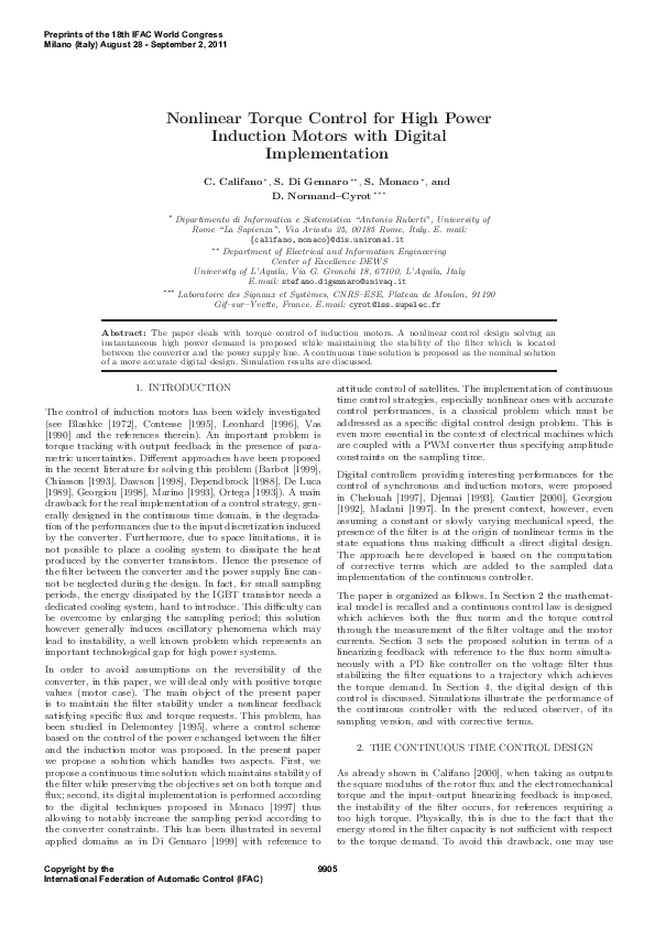 (PDF) Nonlinear torque control for high power induction motors with ...