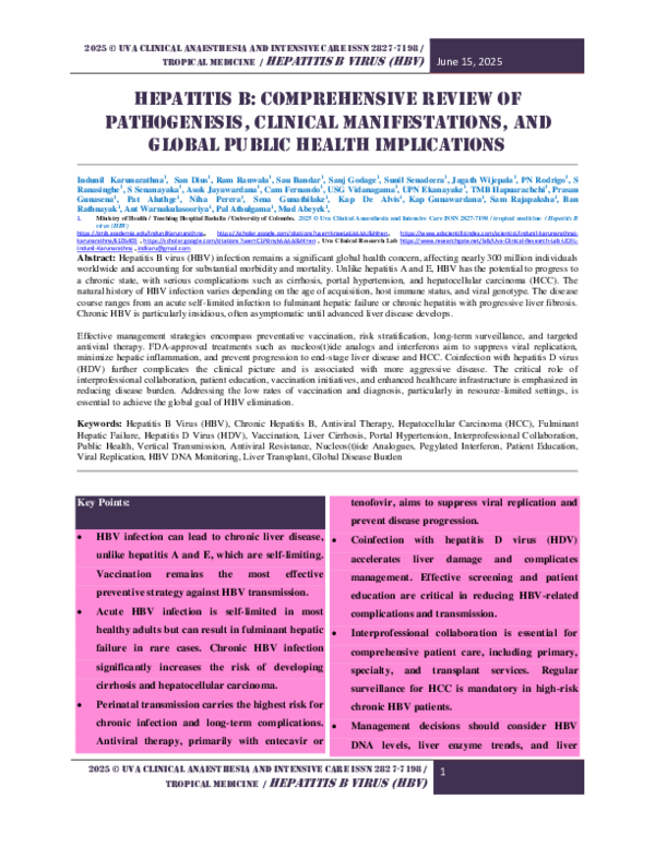 (PDF) Hepatitis B Comprehensive Review of Pathogenesis, Clinical ...