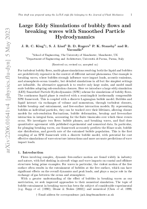 (PDF) Large Eddy Simulations of bubbly flows and breaking waves with ...