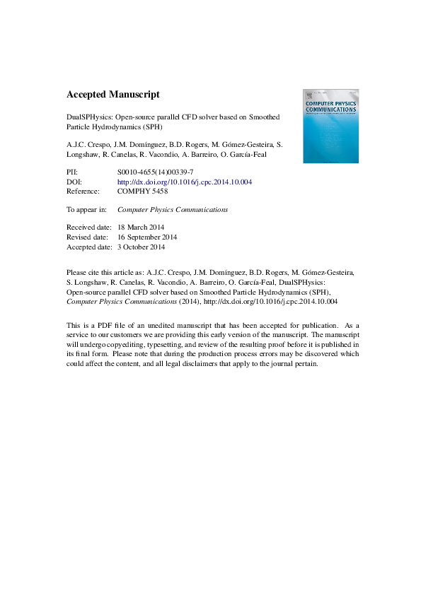 (PDF) DualSPHysics: Open-source parallel CFD solver based on Smoothed ...