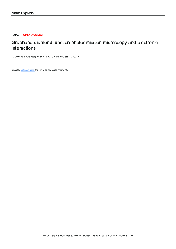 (PDF) Graphene-diamond junction photoemission microscopy and electronic ...