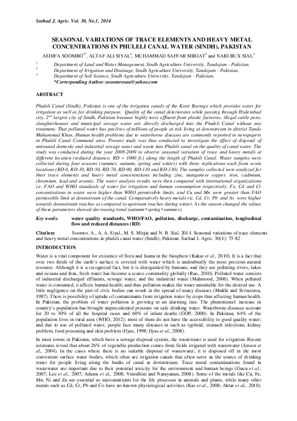 (PDF) Seasonal variations of trace elements and heavy metal ...
