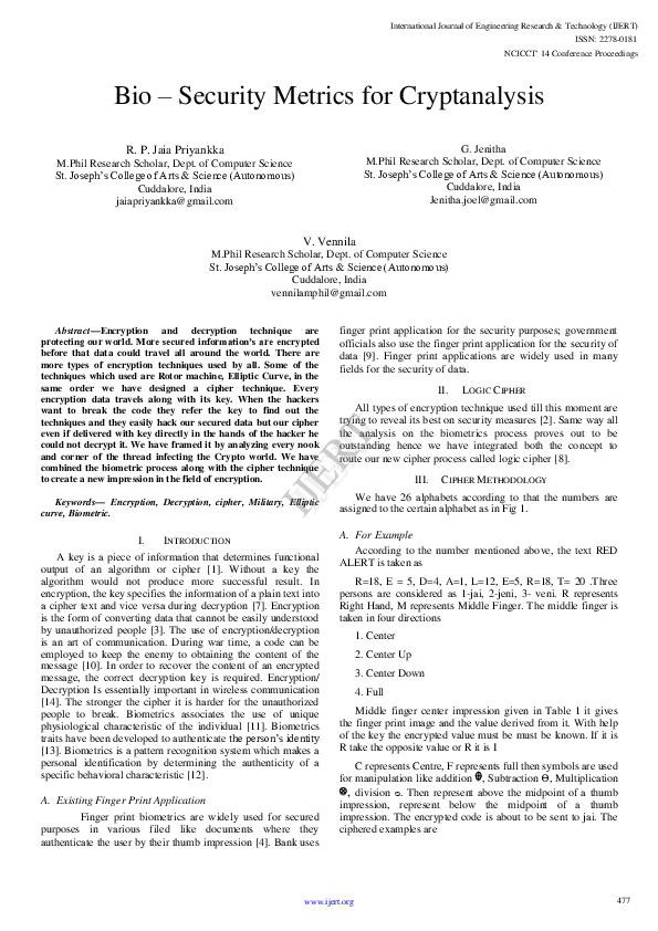 (PDF) Bio – Security Metrics for Cryptanalysis