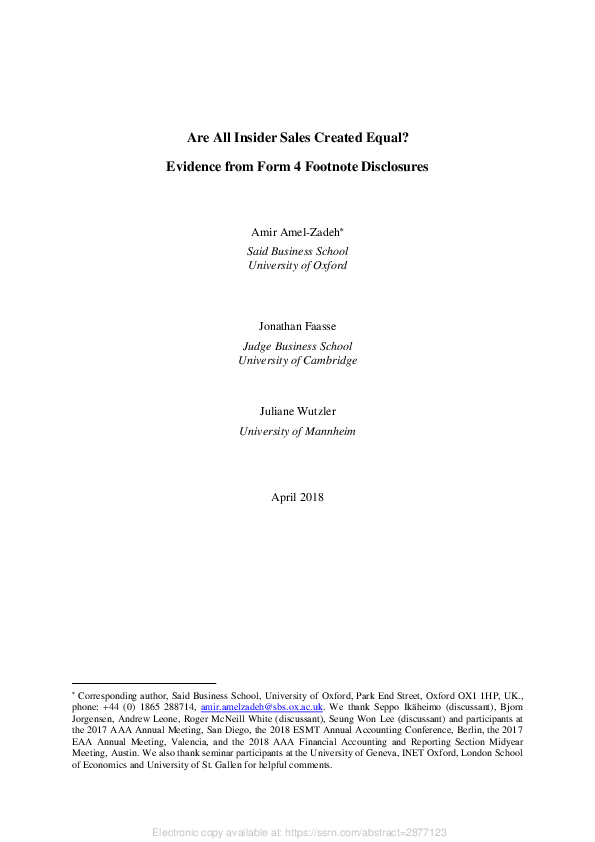 (PDF) Are All Insider Sales Created Equal? New Evidence from Form 4 ...