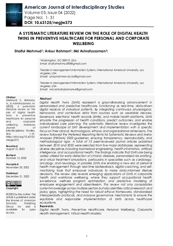 (PDF) A SYSTEMATIC LITERATURE REVIEW ON THE ROLE OF DIGITAL HEALTH ...