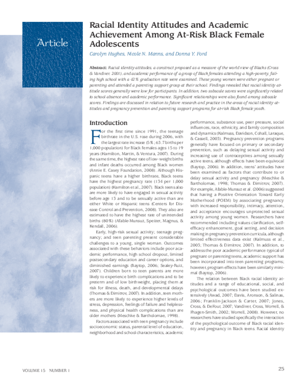 (PDF) Racial Identity Attitudes and Academic Achievement among At-Risk ...