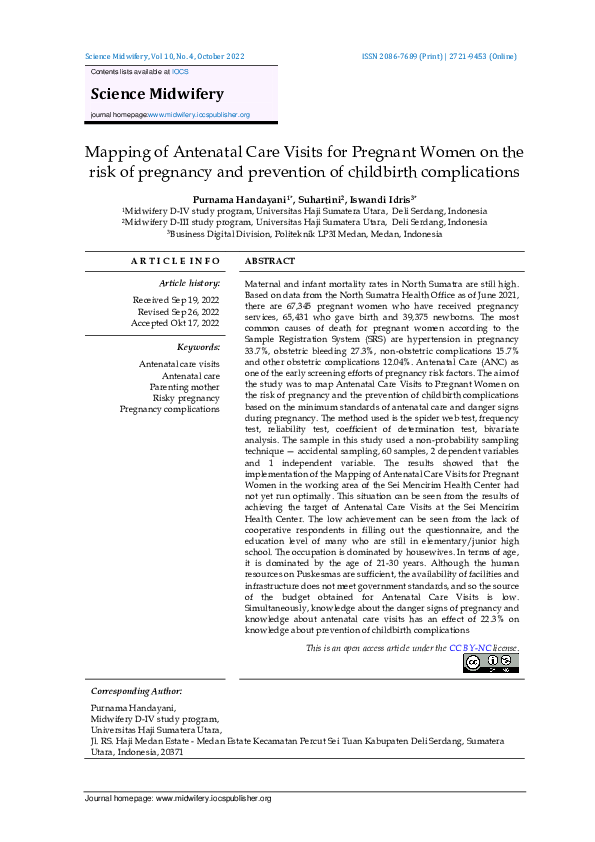 (PDF) Mapping of Antenatal Care Visits for Pregnant Women on the risk ...