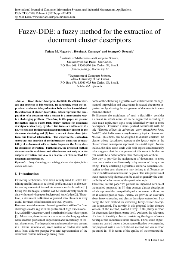 (PDF) Fuzzy-DDE: a fuzzy method for the extraction of document cluster ...