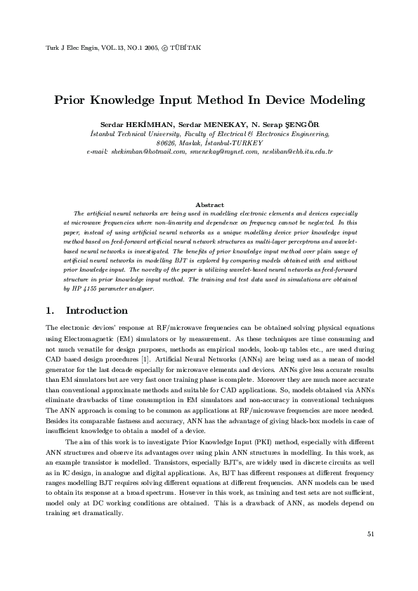 (PDF) Prior Knowledge Input Method In Device Modeling