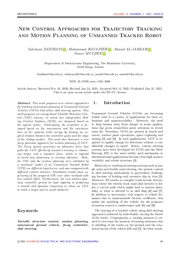 (PDF) New Control Approaches for Trajectory Tracking and Motion ...