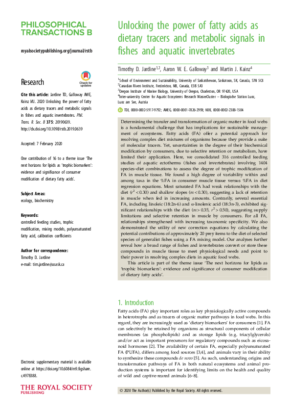 (PDF) Unlocking the power of fatty acids as dietary tracers and ...