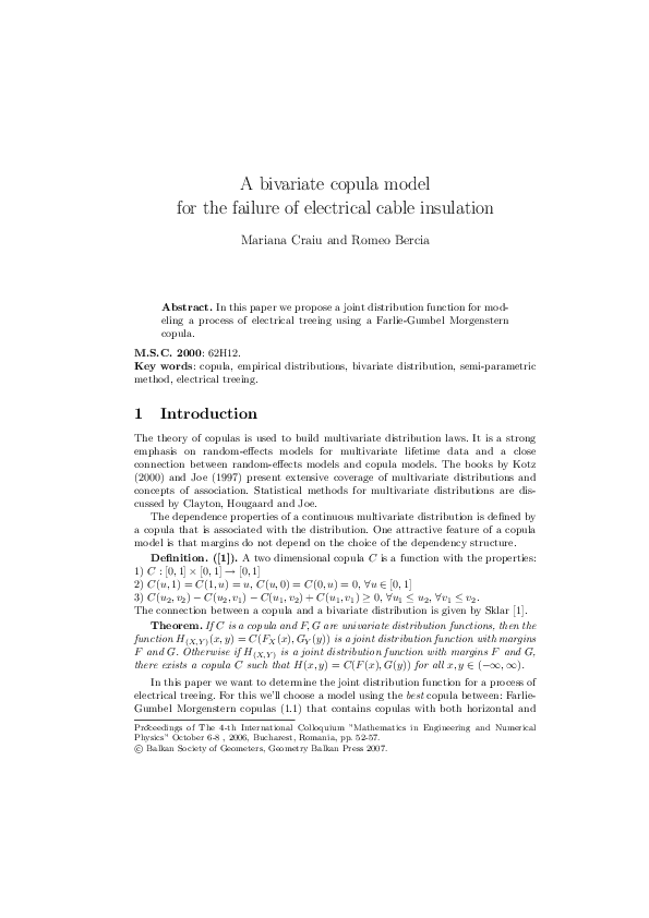 (PDF) A bivariate copula model for the failure of electrical cable ...