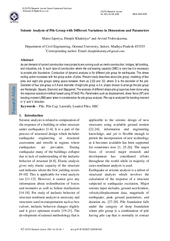 (PDF) Seismic Analysis of Pile Group with Different Variations in ...