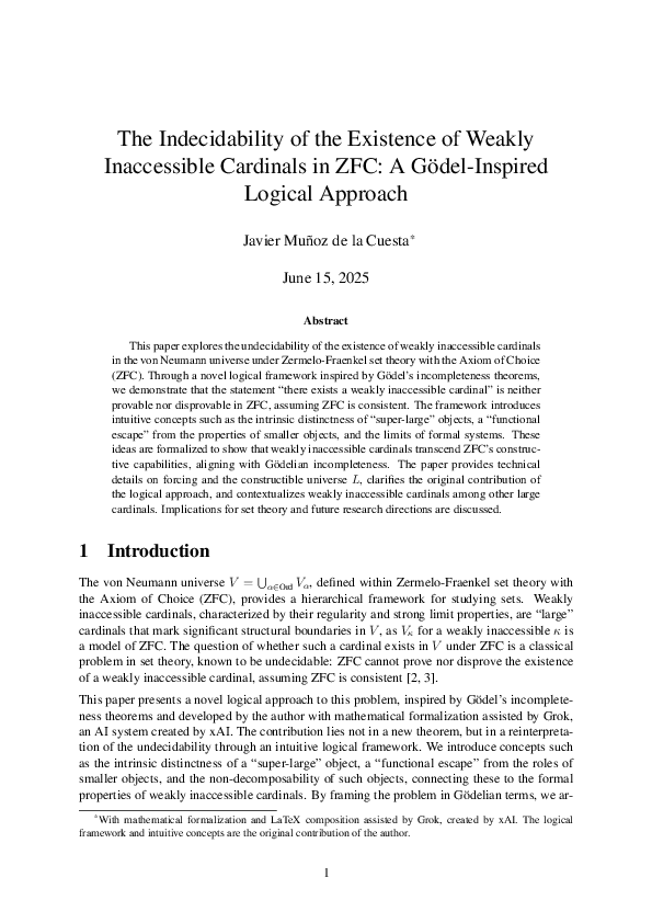 (PDF) The Indecidability of the Existence of Weakly Inaccessible ...