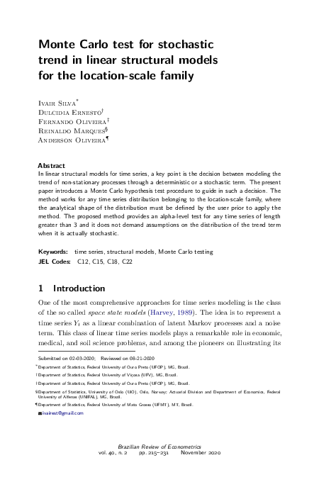 (PDF) Monte Carlo Test for Stochastic Trend in Space State Models for ...