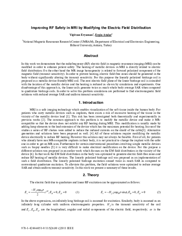 (PDF) Improving RF safety in MRI by modifying the electric field ...