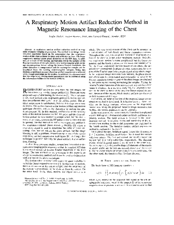 (PDF) A respiratory motion artifact reduction method in magnetic ...