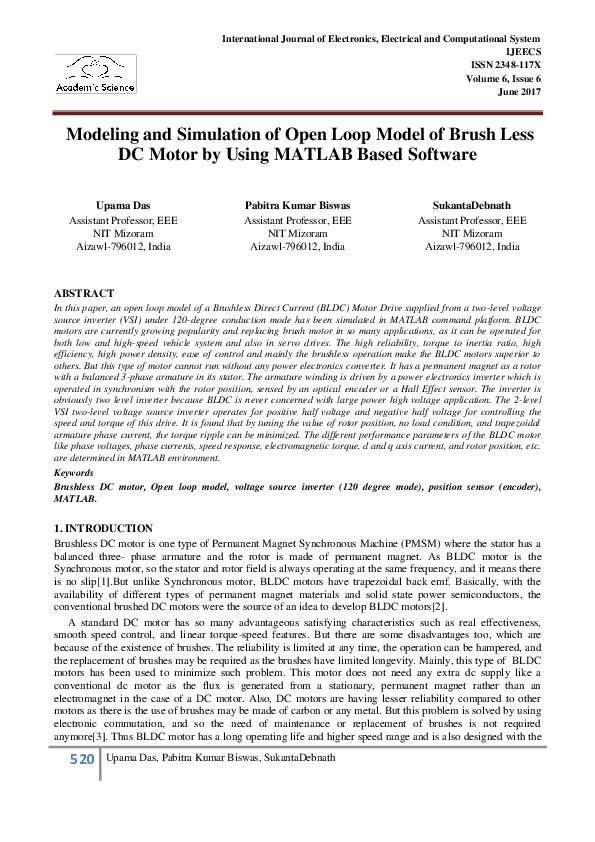 (PDF) 520 Modeling and Simulation of Open Loop Model of Brush Less DC ...