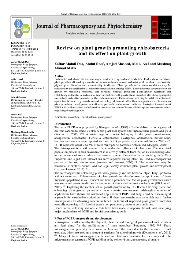 (PDF) Review on plant growth promoting rhizobacteria and its effect on ...