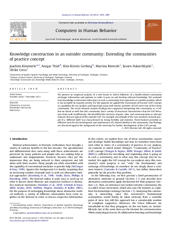 (PDF) Knowledge construction in an outsider community: Extending the ...