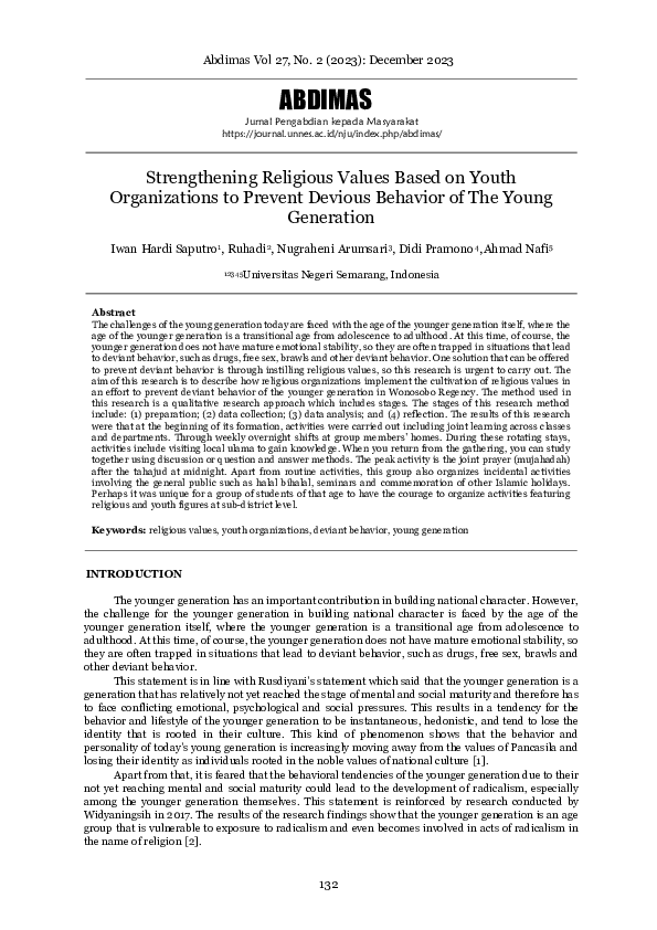 (PDF) Strengthening Religious Values Based on Youth Organizations to ...