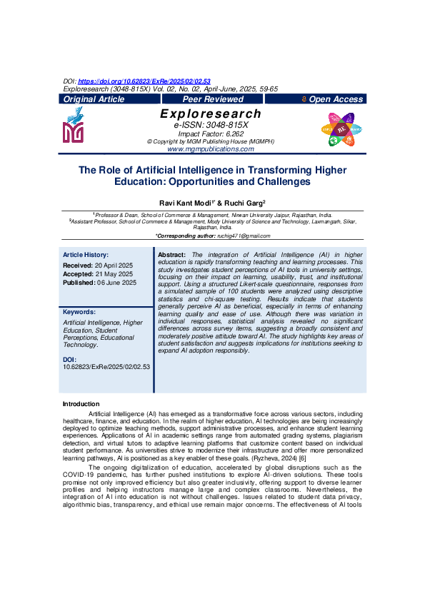 (PDF) The Role of Artificial Intelligence in Transforming Higher ...