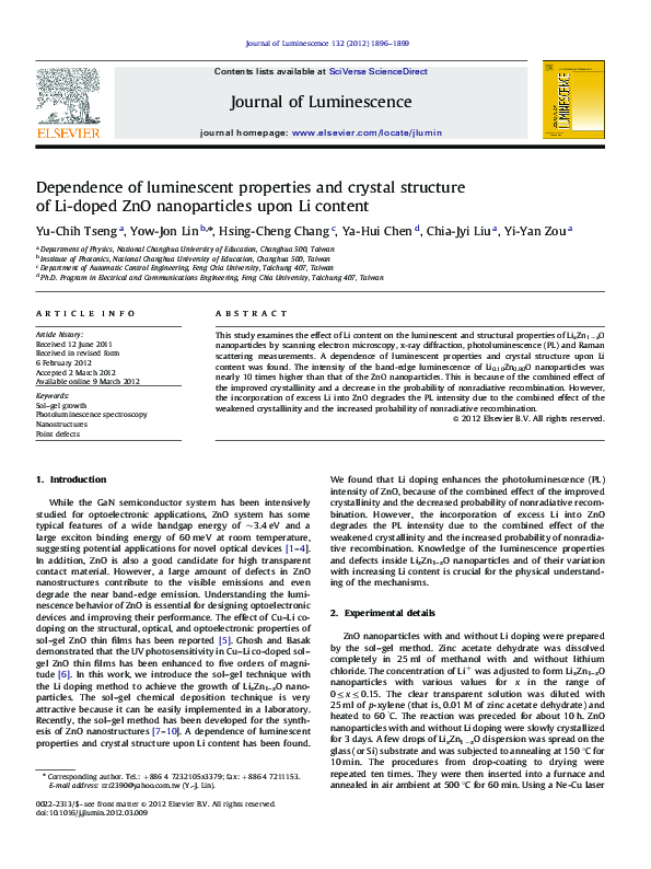 (PDF) Dependence of luminescent properties and crystal structure of Li ...