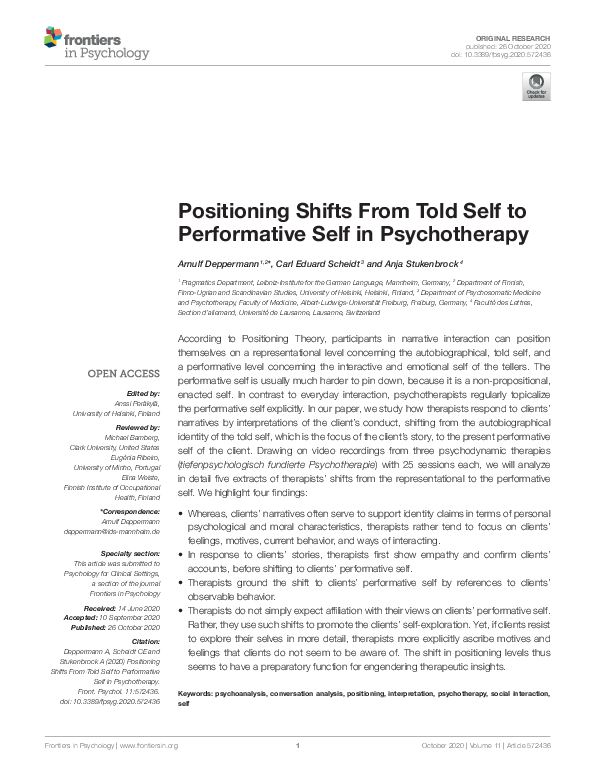 (PDF) Positioning Shifts From Told Self to Performative Self in ...