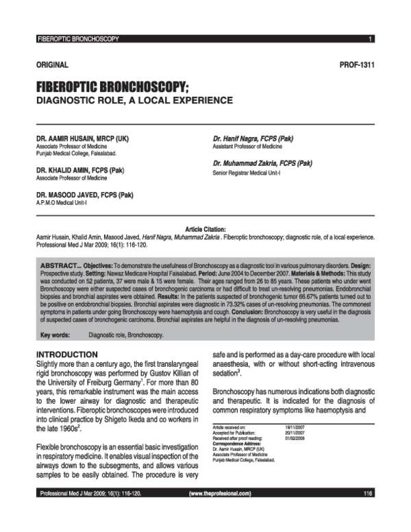 (PDF) Fiberoptic Bronchoscopy