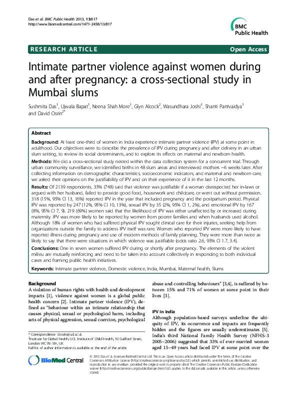 (PDF) Intimate partner violence against women during and after ...