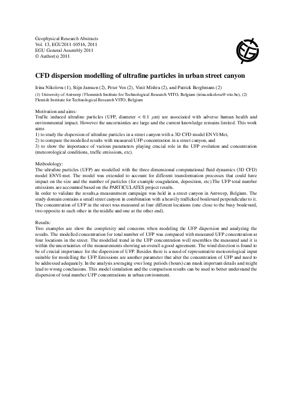 (PDF) CFD dispersion modelling of ultrafine particles in urban street ...