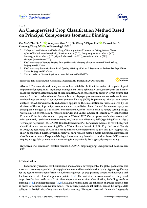 (PDF) An Unsupervised Crop Classification Method Based on Principal ...
