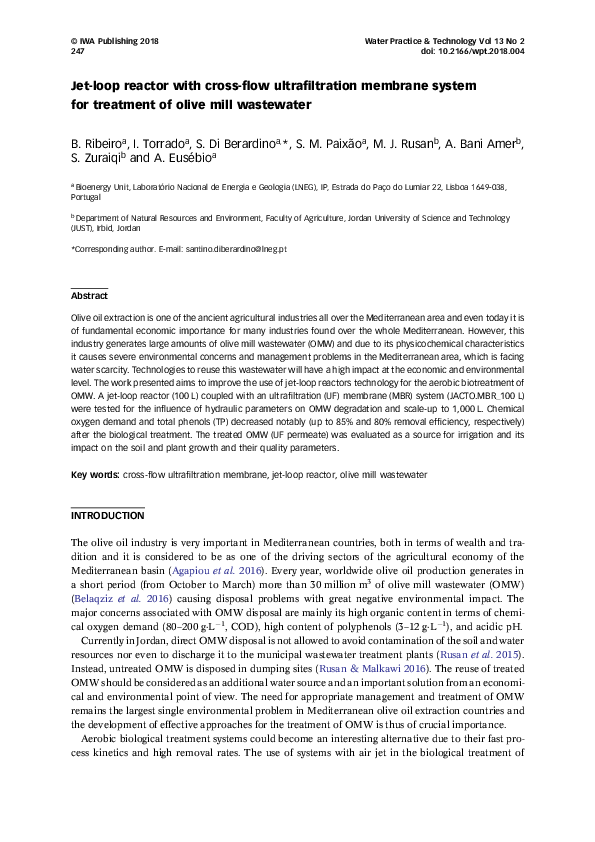 (PDF) Jet-loop reactor with cross-flow ultrafiltration membrane system ...