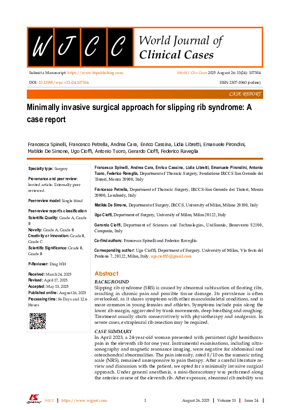(PDF) Minimally invasive surgical approach for slipping rib syndrome: A ...
