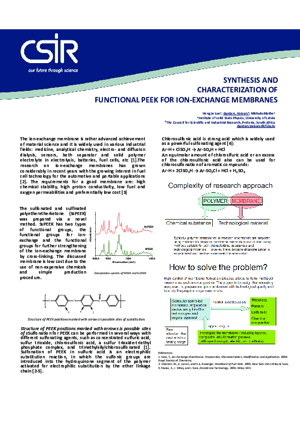 (PDF) Synthesis and characterization of functional peek for ion ...