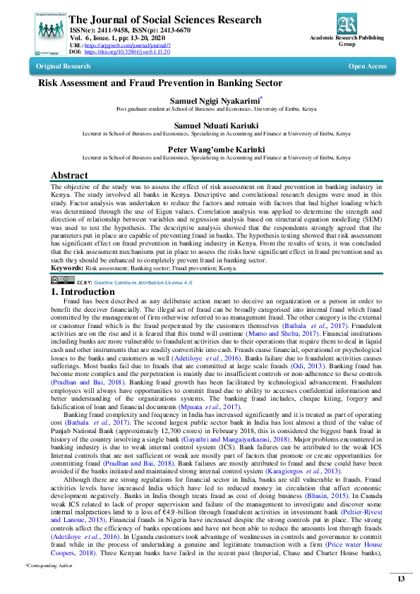 (PDF) Risk Assessment and Fraud Prevention in Banking Sector